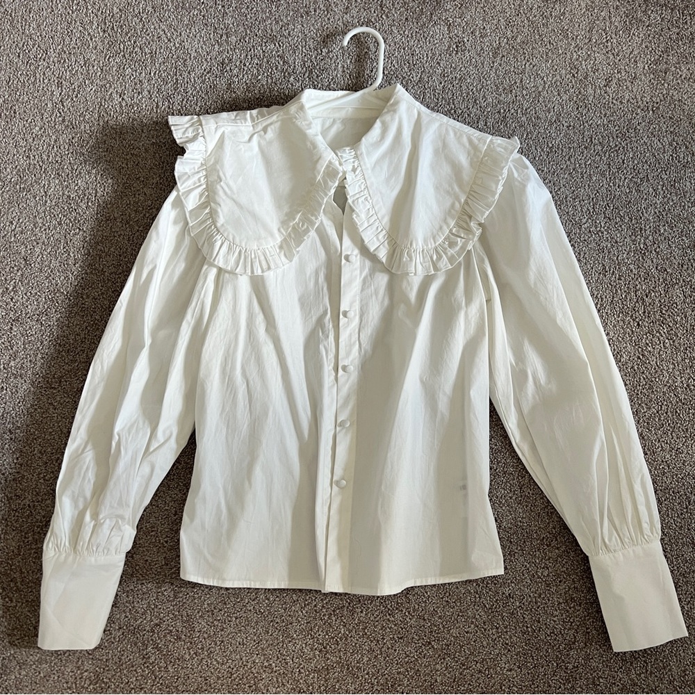 J.ING ruffled oversize-collar shirt